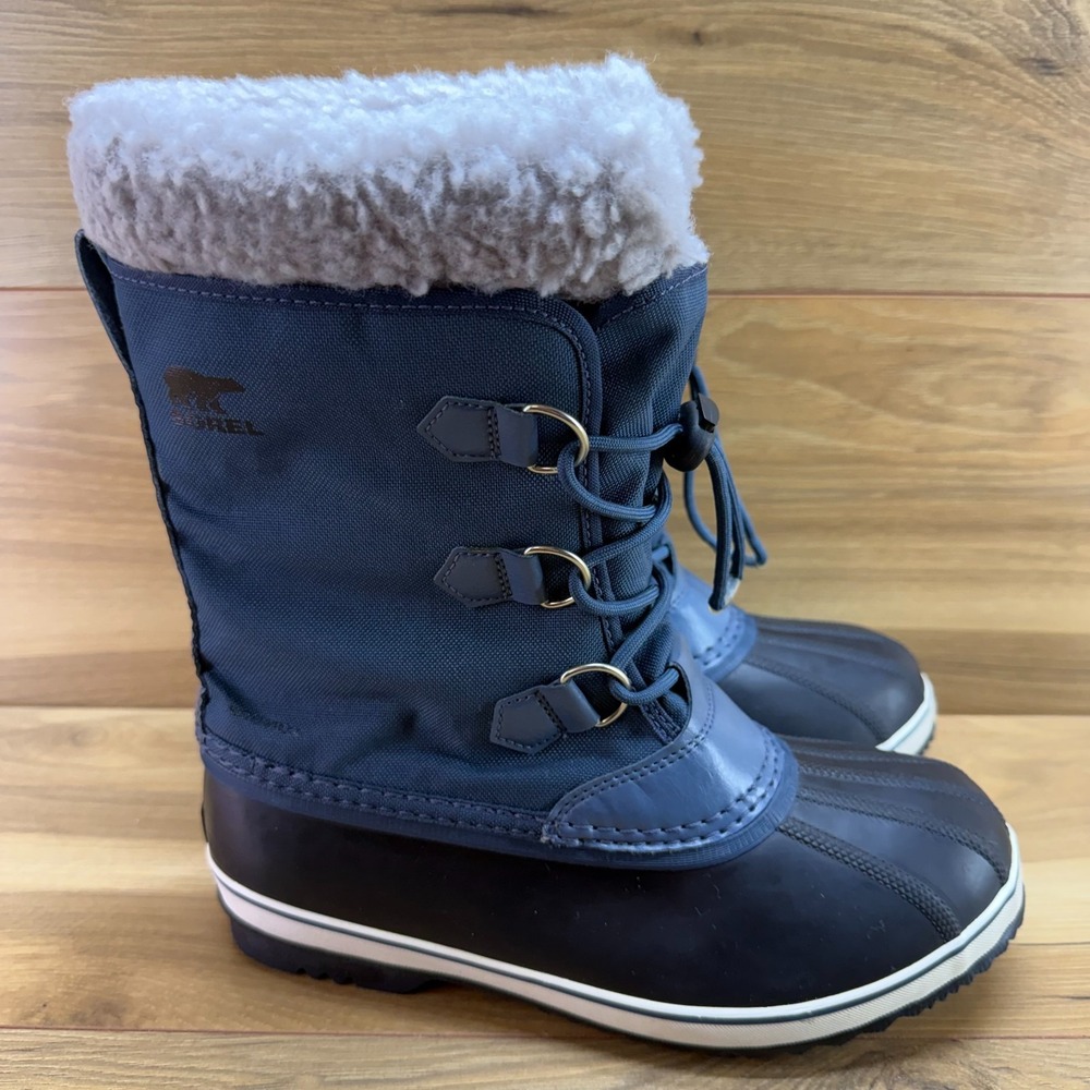 Sorel Yoot Pac Snow Boots Youth Big Kids 6 Blue Nylon Sherpa Outdoor Insulated